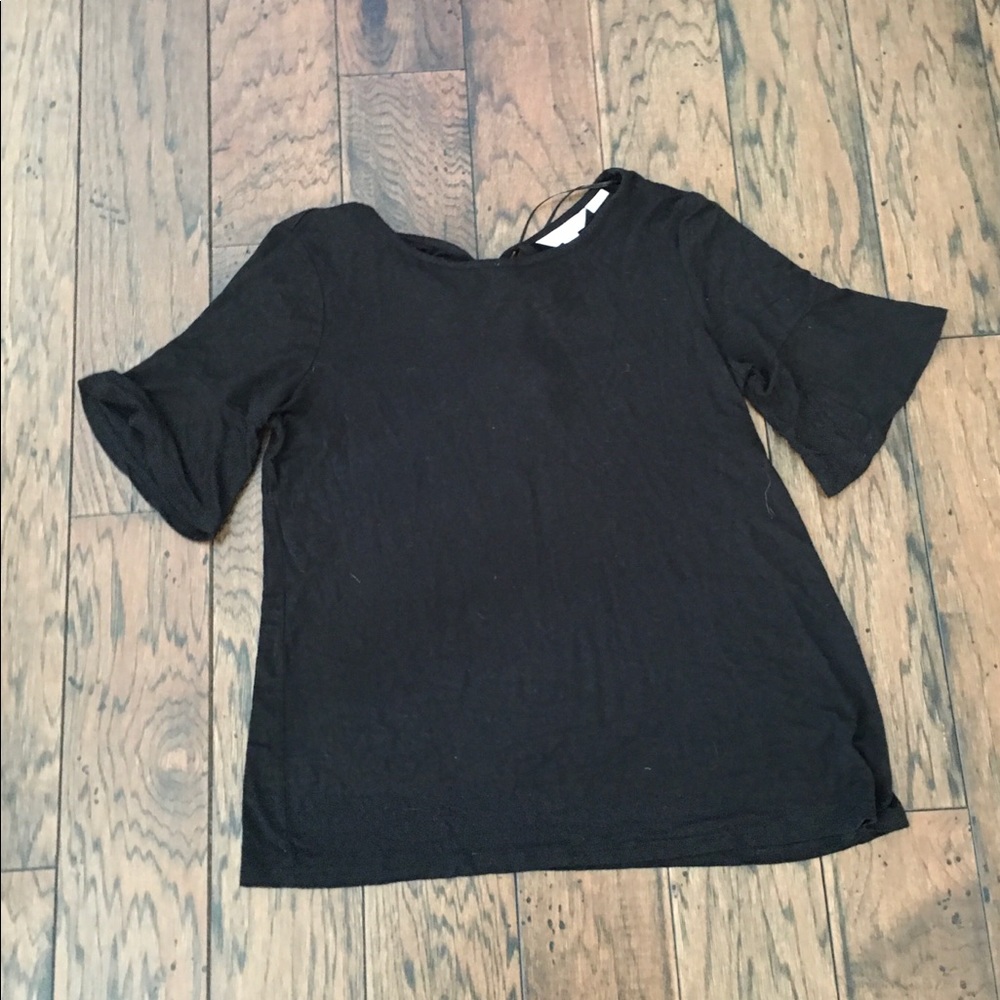 Black 3/4 Ruffled Sleeve t-shirt